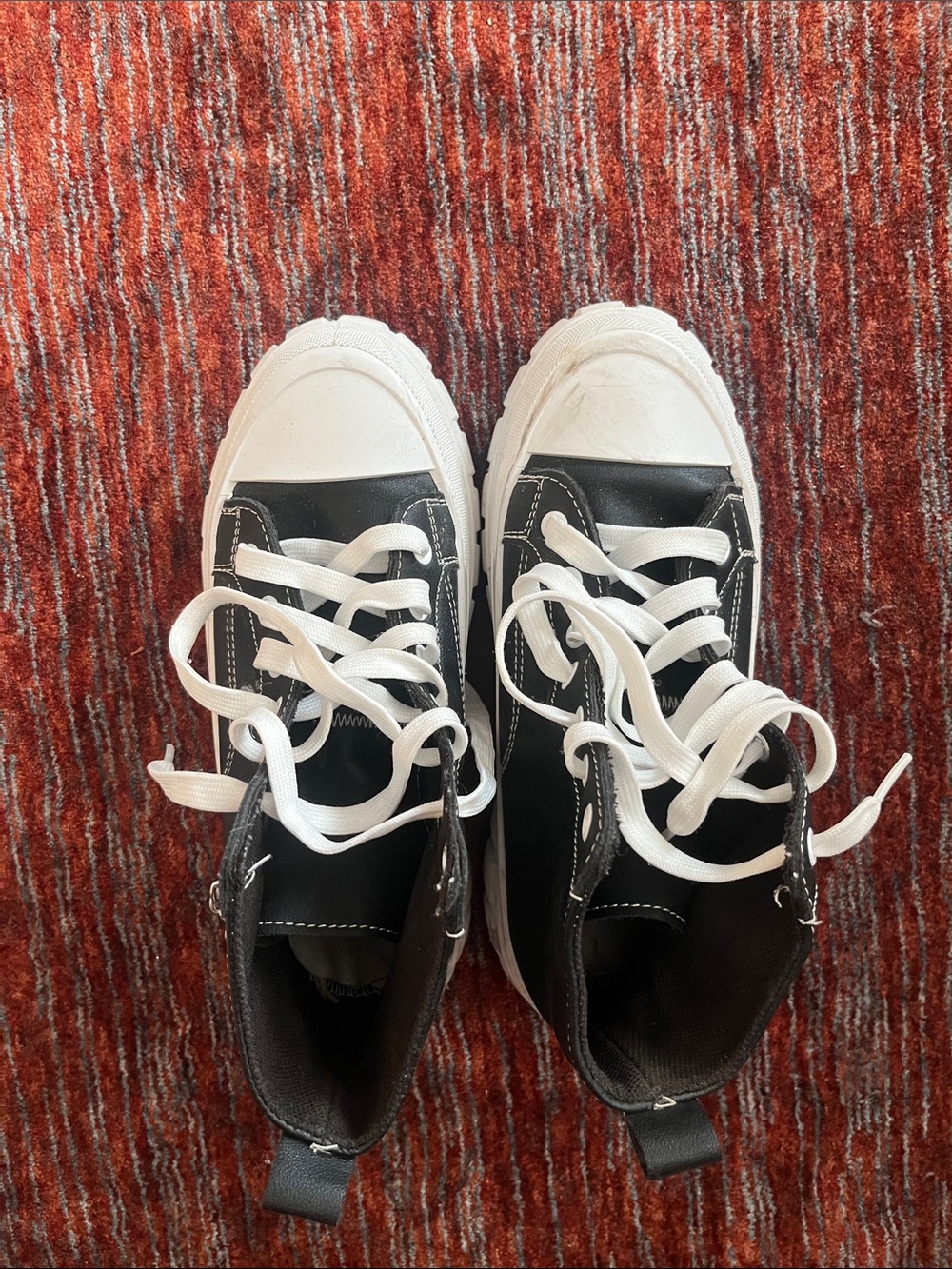 Amazon Black and White Kids High-Top Sneakers